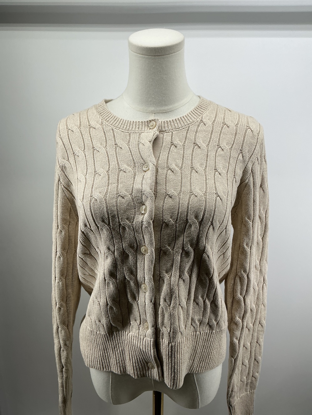 100% Organic Cotton Cable Crew Cardigan